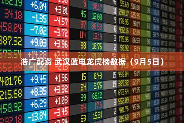 浩广配资 武汉蓝电龙虎榜数据（9月5日）